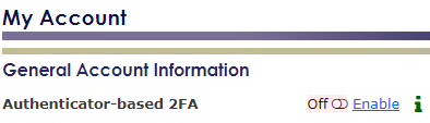 MFA option is toggled to 'off' on the My Account page.
